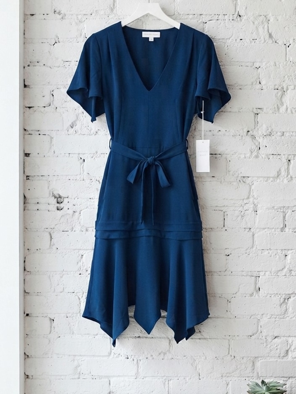 Amanda Uprichard Blue V-Neck Wrap Mini Dress - Picture 2 of 3